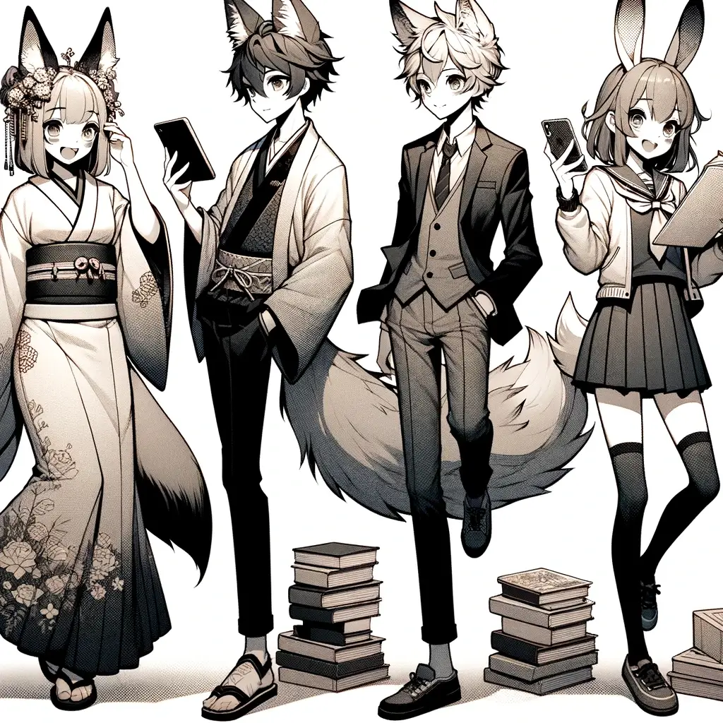 Kemonomimi's types and styles (grey tones)